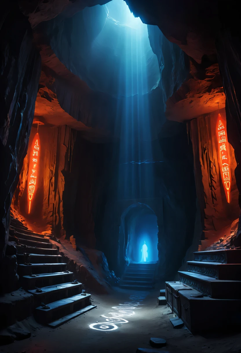 A wonderful underground cave, Alien civilization ruins, a mysterious tomb, Metal coffin, a treasure, Sparkling gold coins, terracotta warriors, antiquities, cultural relic, alien hieroglyphics, future technology, 诡异的magic力量, unknown cosmic energy, eye of control, Scan grid, epic, grand, octane rendering, Enhanced, complex, ((dark)),epic,8k,fantasy,Super detailed,magic, Cast spells,black hole,threaten,ridiculous,abyssal,magic阵,excess energy,science fiction,abyssaltech,dark energy,ethereal,desolving,perspective,abyss,Anti-tech,science fiction,Pure energy, (masterpiece, flagship artwork, official art, professional, unified 8k wallpaper:1.3), Super detailed, (actual, photoactual, photo-actual:1.37), human development report, ultra high definition, studio lighting, Ultra-fine painting, sharp focus, Physically based rendering, professional, bright colors, Bokeh.