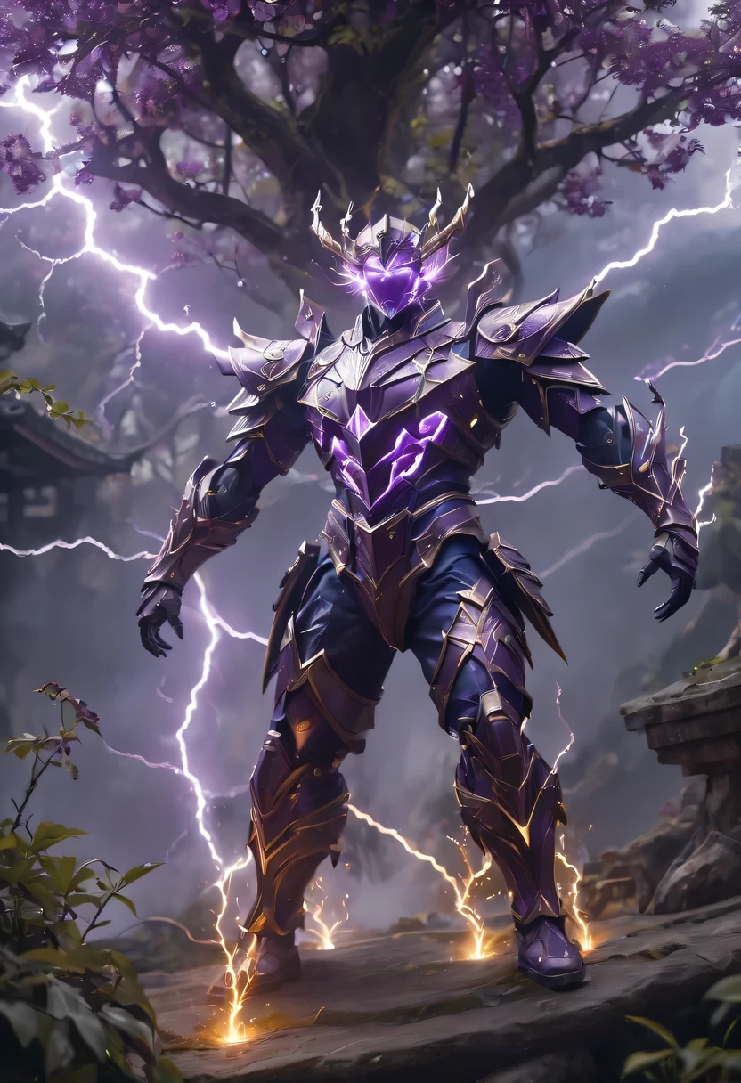 Magic plantloody Oni Vine from the abyss, Oni Vine,血红色of藤蔓凝视着死者，charm，of，Fear，(Wrapped purple magic lightning:1.5), epic magic power, 藤蔓发出强烈of光芒, Electric Power Branch, 史诗般of雷暴, Fear冲击, Surrealism, 疯狂of, 异想天开of, Octagon rendering, 复杂of,