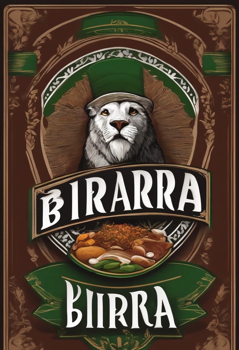 Hacer logo de restaurante de birria ,with white, black, brown and green colors ,