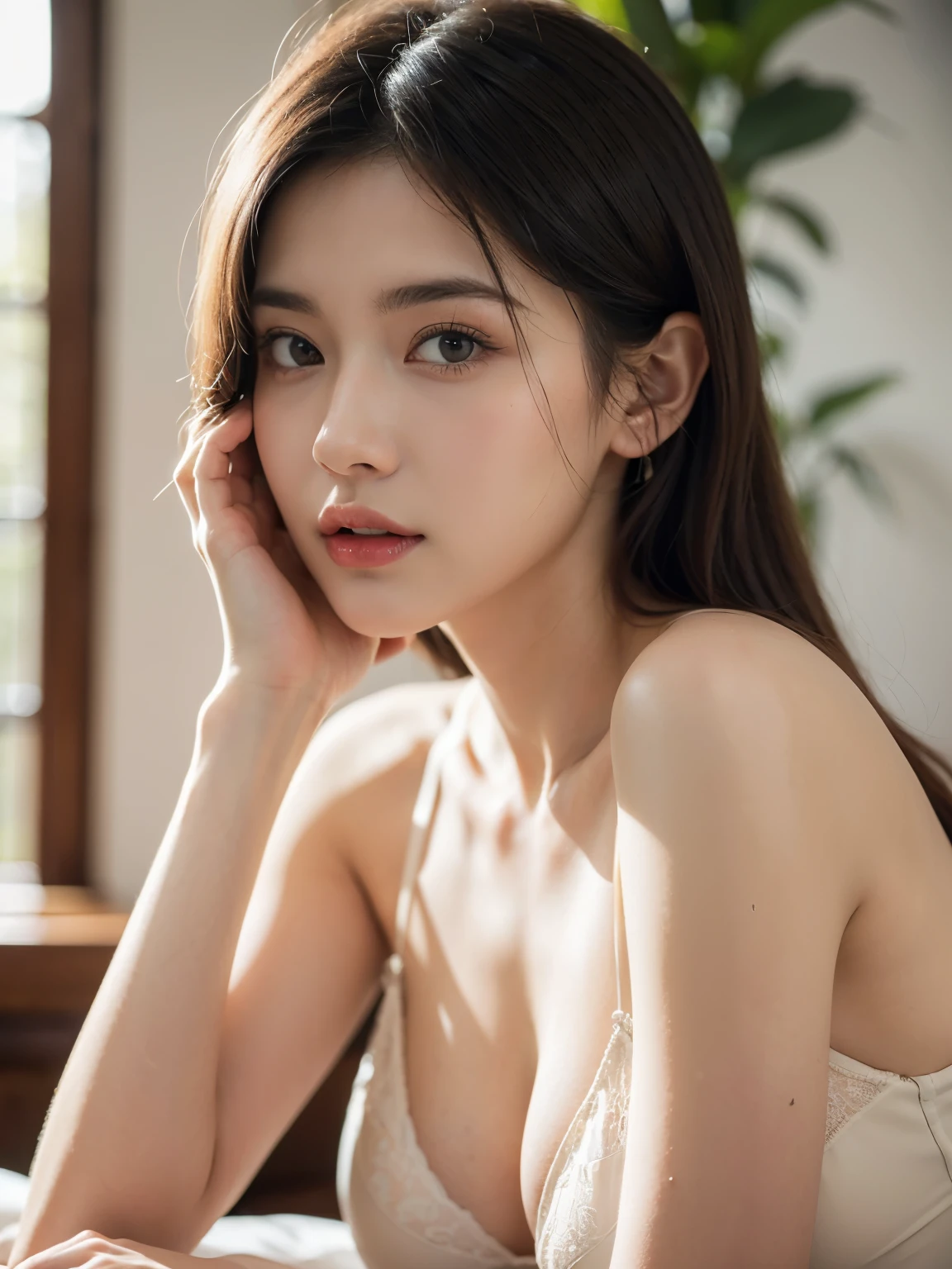 Create a gorgeous, ultra-realistic image of beautiful women in a sophisticated studio setting, where feminine beauty is accentuated by the elegance of luxurious interior environments, transmitindo uma aura de glamour e refinamento.
(melhor qualidade,4k,8k,high resolution,obra de arte:1.2),ultra-detalhado,(realista,photorealista,photo-realista:1.37),belos olhos verdes detalhados, de 28 anos,natural lighting,retrato,cores suaves,efeito bokeh,lingerie,imagem completa,nu