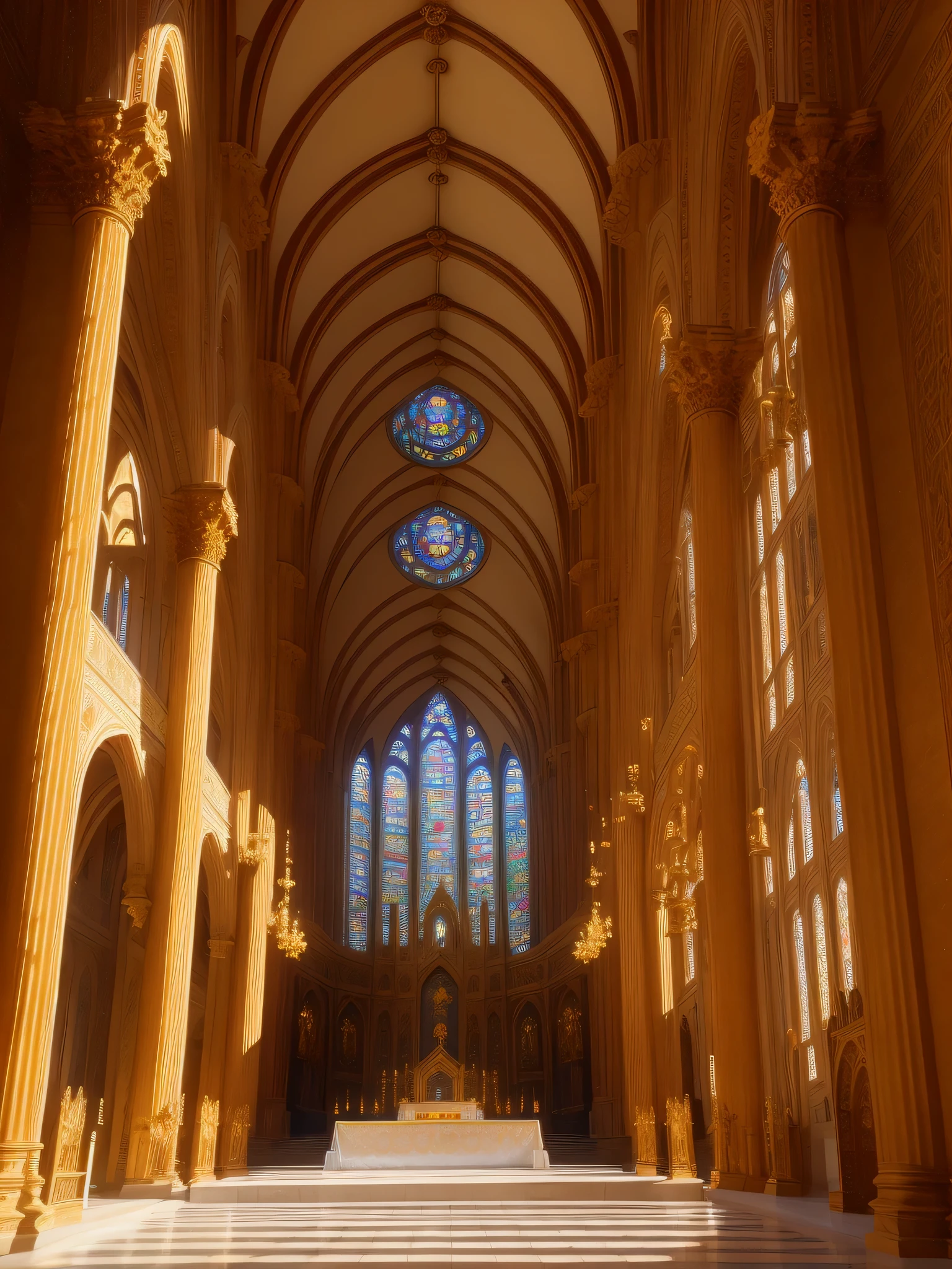 (best quality,4k,8k,highres,masterpiece:1.2),ultra-detailed,realistic,church design with ancient roman style,stone architecture,ornate decorations,golden highlights,grand columns and arches,dramatic lighting,impressive frescoes,holy atmosphere,beautifully carved sculptures,vibrant stained glass windows,serene courtyard,marble flooring,angelic statues,ethereal beauty,peaceful ambiance,sunlight streaming through tall windows,solemn ceremonies,splendid domes and spires,majestic altar,religious icons,intricate mosaic art,tranquil gardens,lush greenery,symmetrical design,sacred music,symbolic imagery.