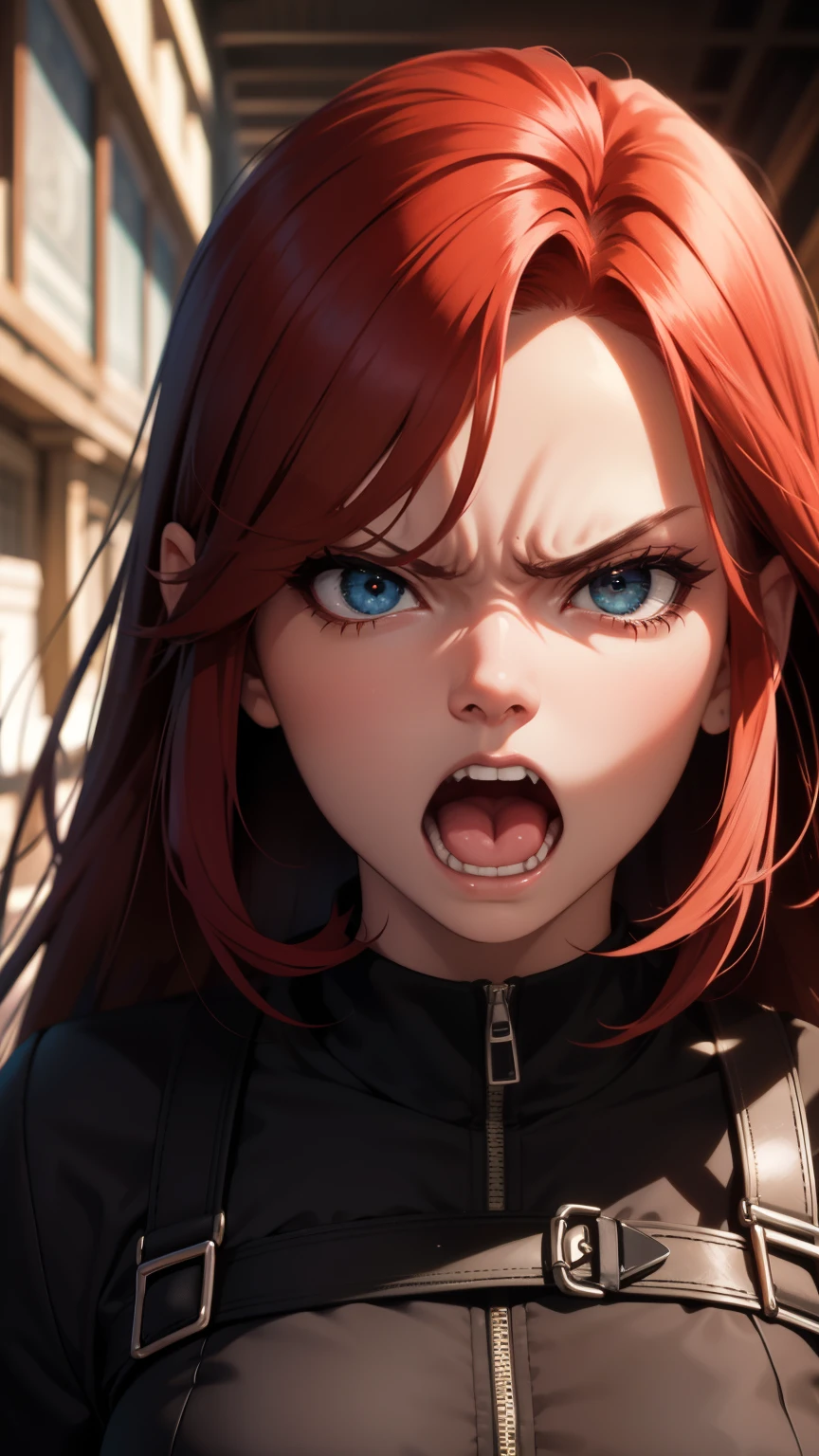 redhead , Absurd resolution, high resolution, (masterpiece: 1.4), ultra-detail, adult female, angry angry expressions, open mouth
