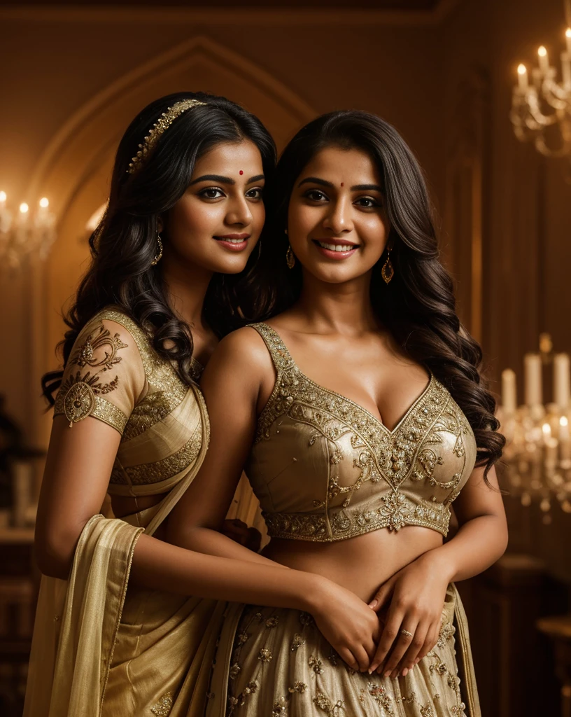 Apart from two girls kissing each other against lockers, full shot, two indian girls pose, sexy, hands on sides, photoreal detail, shelf, she (( Out)), cinematographic photorealistic, 8k uhd natural light, Raw, rich, intricate detail, atmospheric lighting, 35mm photo, professional, 4k, highly detailed. Shallow depth of field, Vignette, Highly detailed, High budget, Bokeh, Cinemascope, Mood, Epic, Beautiful, Film grain, Grain (masterpiece oil painting:1.3) of a (solo:1.3) ravishing sexy curvy chubby tall supermodel Rambha as elegant bride, in a flower garden venue, wearing ethereal black lehenga and blouse, navel, with embroidered angel wings, lavish flower decorations, intricate henna tattoos,, (ravishing long wavy backlit hair), (enchanting daylight:1.2), (intricate kohl lined eyes:1.3), (adorable smile:1.3) soft dramatic lighting, flower everywhere, backlit, light rays, highly detailed, trending on artstation, paint splashes, rich colour, fantasy portrait, by atey ghailan & Annie Leibovitz