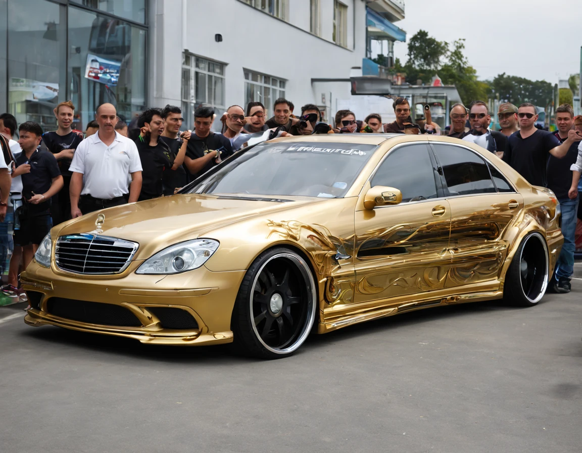 Mastery of tuning a Mercedes S200 in Aquaman style, winner of an international car tuning competition
