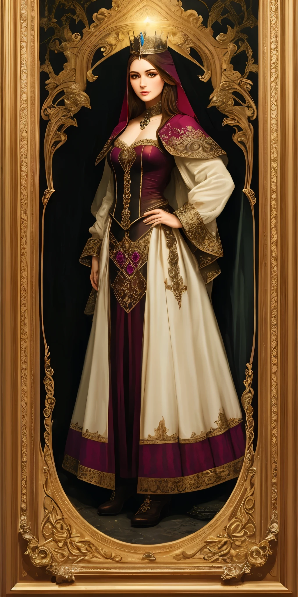 full body of a woman in a dress with a veil, feet together, standing feet together, militar boots, beautiful fantasy maiden, beautiful fantasy art portrait, fantasy victorian art, medieval fantasy art, beautiful and elegant elf queen, portrait of queen of light, fantasy portrait art, gothic fantasy art, portrait of an elf queen, karol bak uhd, a beautiful fantasy empress, fantasy art portrait
