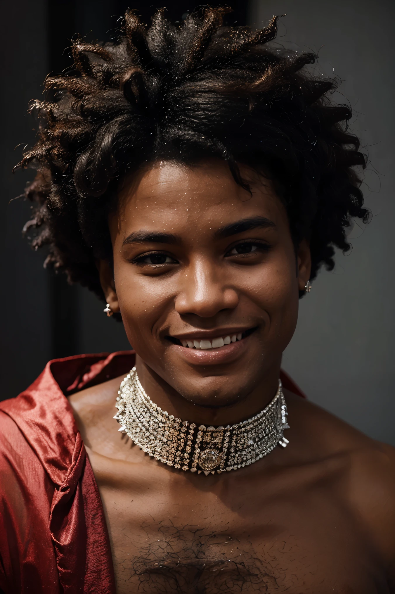 Afro male with diamond teeth
