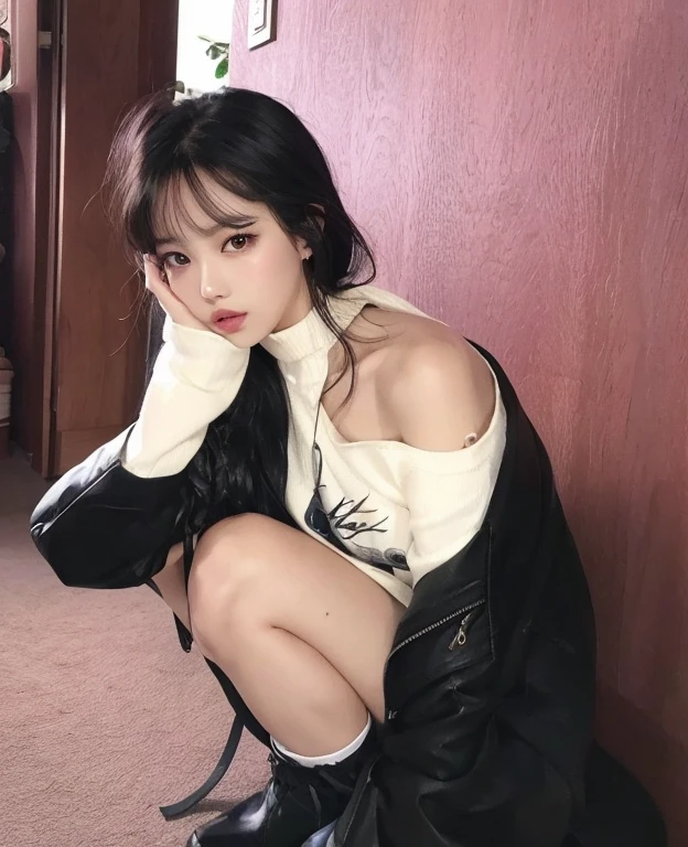 Arafa woman lying on the floor with her hand on her chin, Lalisa Manobal, Lalisa Manoban do Blackpink, imagem de perfil, Admirador de arte,imagem de perfilture, jennie blackpink, coreana, lisa do blackpink,