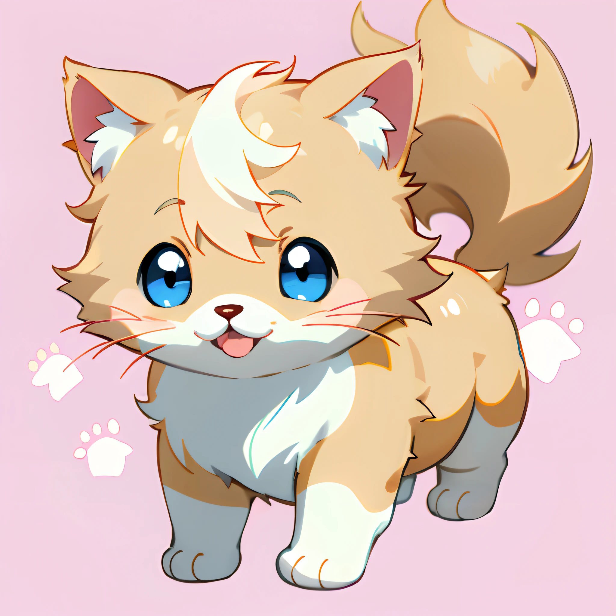  Cat Retriever,One puppy、 official artwork, , , anime style portrait, anime moe art style, 2 d anime style, Cute art style, Stylized anime, Anime Art Style, Anime style. 8K, anime style 4 k, Anime Art Style, digital anime art!!、White puppy、fluffly、Baby Retriever、blanche、Vigorous、A charming smile、Deformed puppy、raise the front paws、