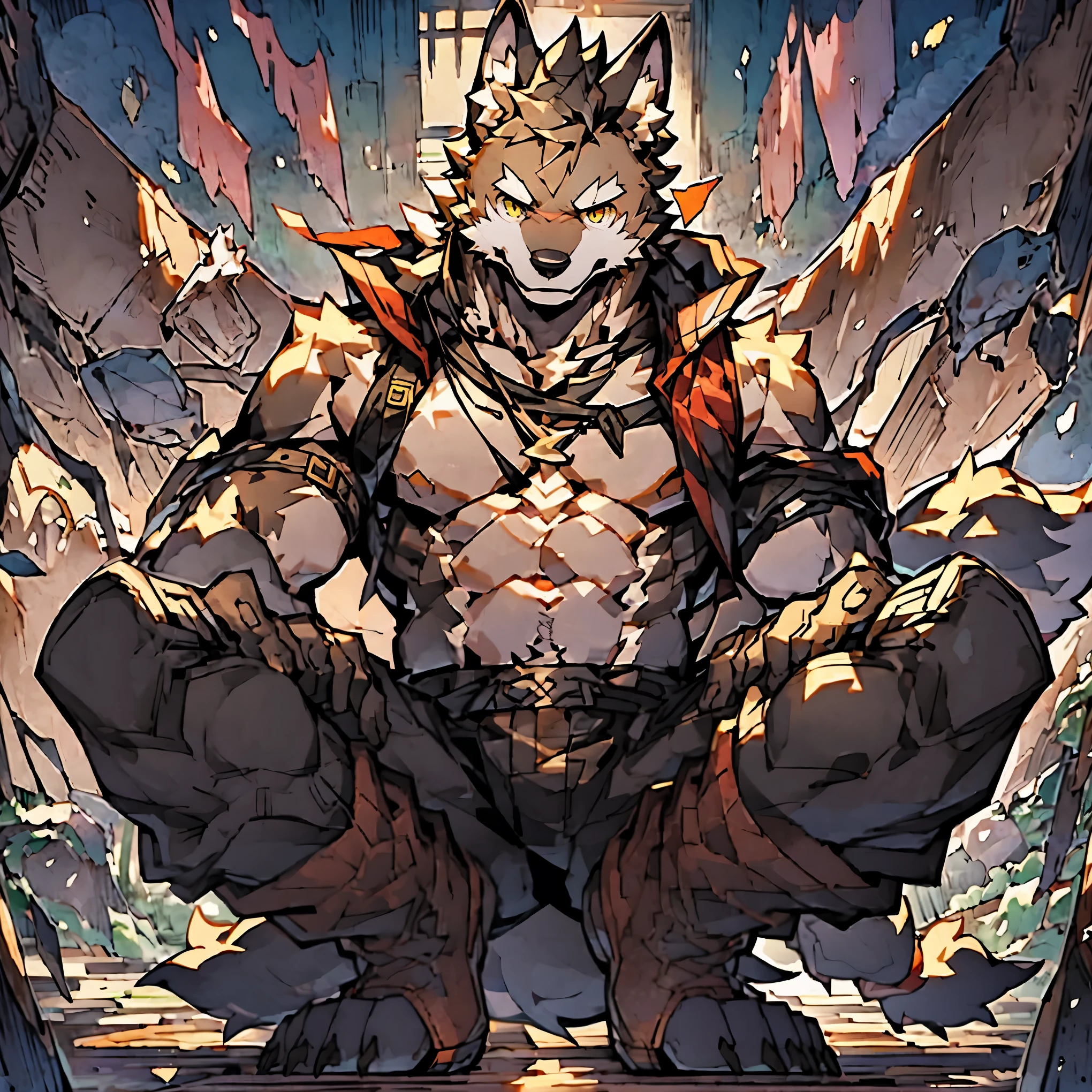 a cartoon picture of Kosutora with a sword, handsome kosu in demon slayer art, as a badass monster hunter, berserker, berserker potrait, demon slayer artstyle, portrait of ninja slayer, badass anime 8 k, tiger_beast, anthropomorphic tiger, muscular werewolf, epic anime style, demon slayer rui fanart