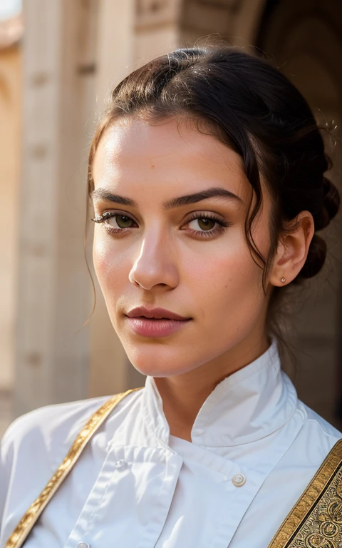 une fille, costume marocain , corps entier, Soleil, Visage clair, Fond blanc propre, chef-d'artwork, great detail, Epic composition, Ultra HD, high quality, Extremely detailed, Art officiel, 8K uniform wallpaper, great detail, 32K