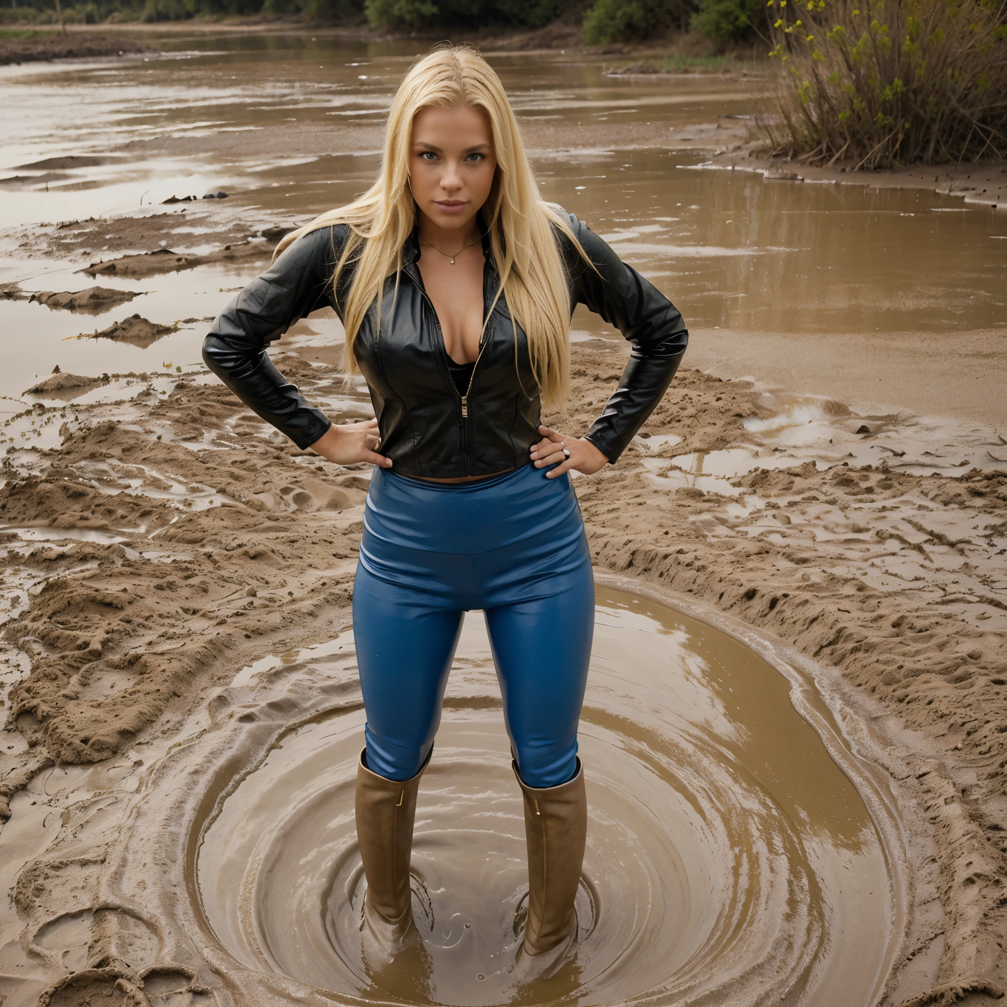 Hyperrealistic photo of two Short-black-haired woman, muddy buttocks, the woman wears a White transparent rain jacket, die Regenjacke ist mit Schlammspritzern verschmutzt, der Slip ist an den Beinen herunter gerutscht, gothic, kurzhaarfrisur 80er Jahre Dauerwelle, Lucy Boynton, Cup size C, 80er Jahre Frisur, 30 Jahre alt, the free small breasts are smeared with mud, small boobs, Mud runs all Over her Body, choker, das Gesicht ist mit Schlammspritzern verschmutzt, kurze Haare sind hochtoupiert, Haare sind mit Schlamm verschmiertg, die beiden Frauen sind mit Schlamm verschmiert, high heels smeared with mud, die High heel Sandaletten schauen aus dem Schlamm, High quality, realistische Beleuchtung, Bildmitte, Sanduhrproportionen, 8K, HDR, BDSM, small boobs, lange Beine, professionelle Fotografie einer Frau, natural skin texture smeared with a lot of mud, 4K-Texturen, Adobe Lightroom, Fotolabor, HDR, kompliziert, elegant, sehr detailliert, scharfer Fokus, wahnsinnige Details, komplizierte Details, hyperdetailliert, Helles Kinolicht, Außenatmosphäre, Kinn hochgezogen, (exponierter