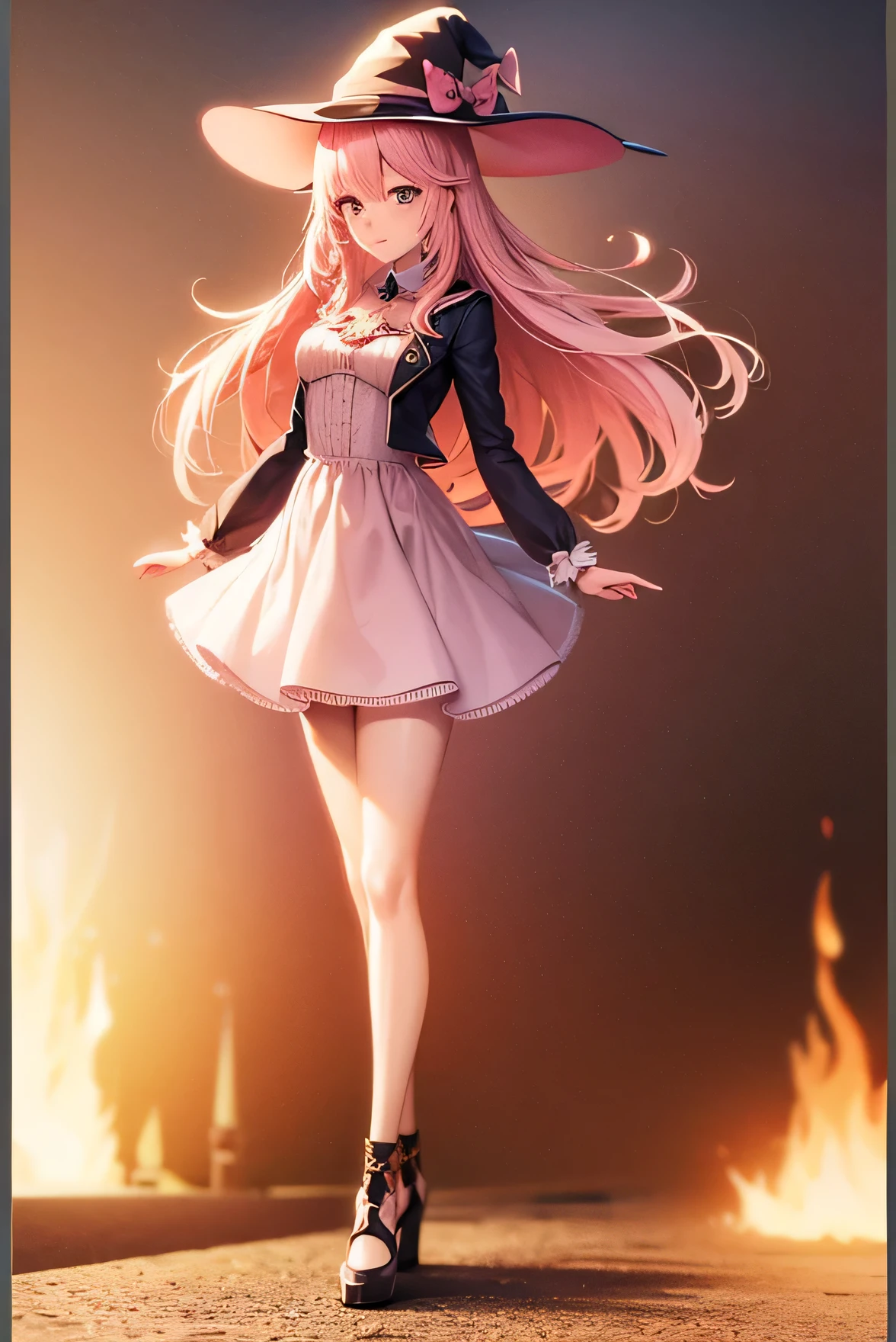 Anime girl, Witch, light pink hairs, perfect body, 4k, 2k, mastepiece, ultra hight quality, best quality,