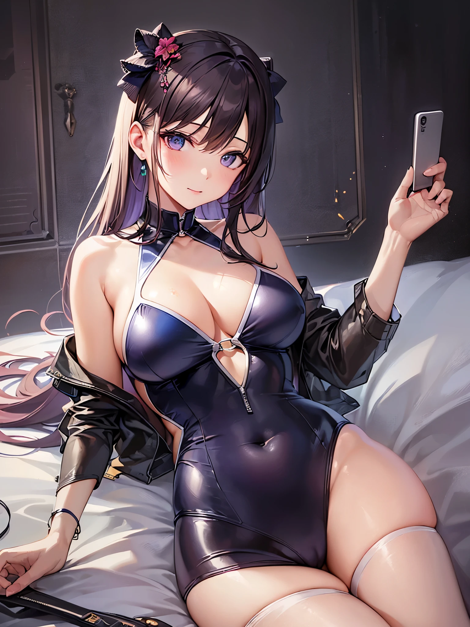 ((highest quality)),(ultra high resolution),(Super detailed),(detailed description),((best CG)),(best work of art),super precision art,great drawing art,(Art with precise details:1.5), (1 woman:1.5),beautiful and well-shaped face:1.5,(Swimsuit:1.5),