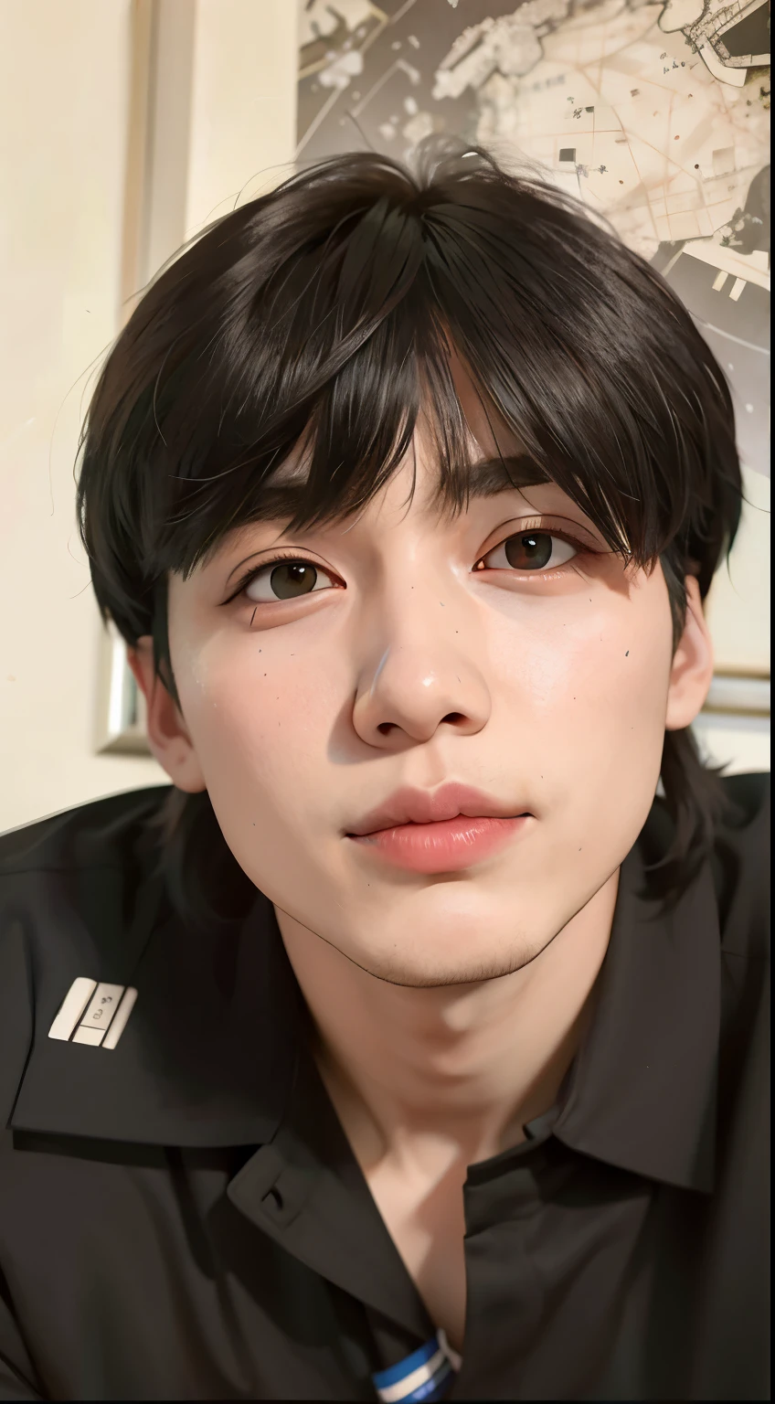 There's a man in a tie and a black shirt, cai xukun, Jungkook, Kim Doyoung, Jimin\the right eyelid is swollen, taejune kim, taken at the beginning of 2020, adorable and pale korean face, 1 Menino de 7 anos, rosto magro, Jung Jaehyun, hyung tae, profile picture with headshot, Yoongi de cabelo preto