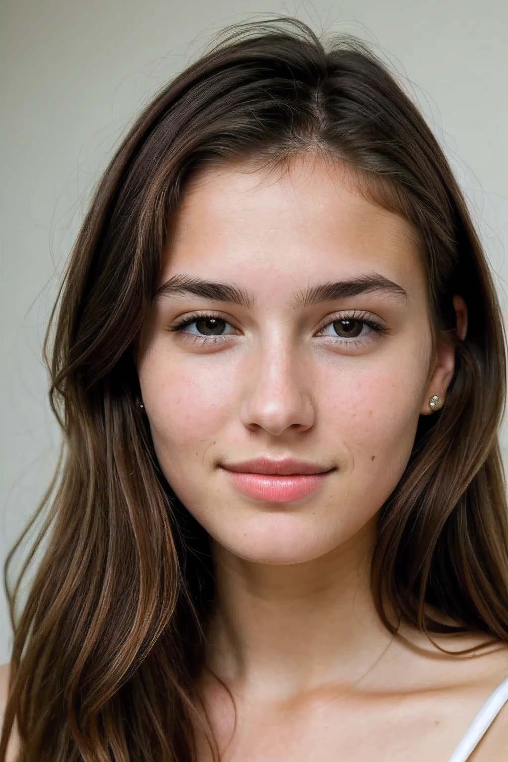 portrait, close up high definition shot, perfect skin, beautiful skin, very cute 19-year-old european woman with light brown hair, real life, 16k, her name is emily
