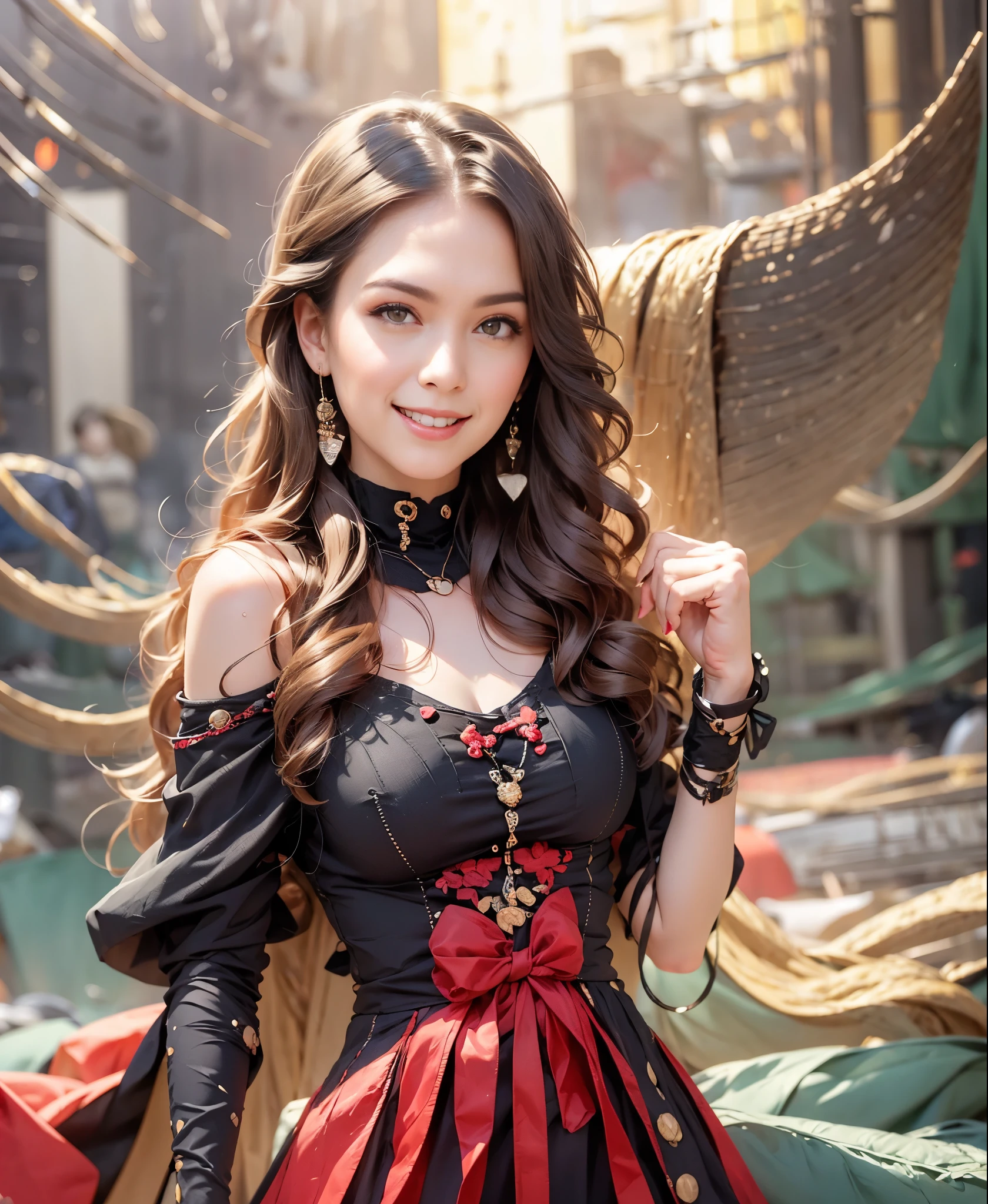 highest quality, masterpiece, attention to detail, realistic, 1 girl, beautiful hands, sexy, whole body, Blissful smile、red shiny dress
