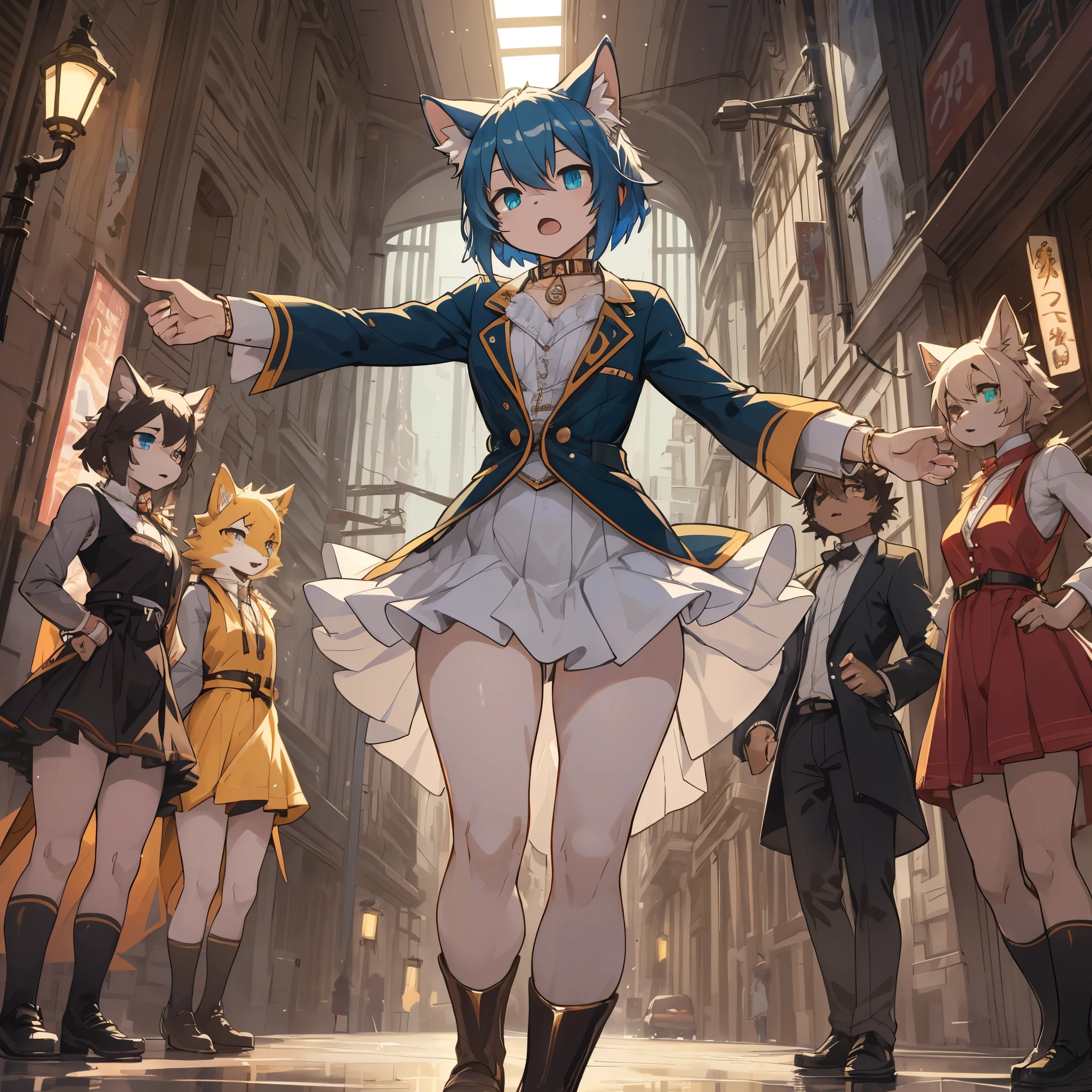 top quality, best quality, High-quality illustrations, masterpiece, super high resolution, detailed background, ballet, Singin' in the Rain, show, 6+boys, 6+girls, absurdres(highly detailed beautiful face and eyes)perfect anatomy, expression, good lighting, cinematic shadow(kemono, furry anthro)assorted poses, dynamic angle,