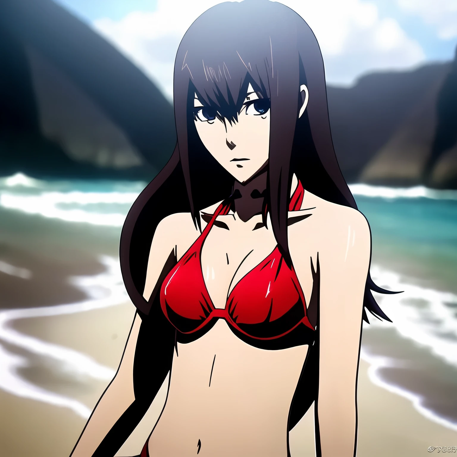 Girl dark anime en bikini playa