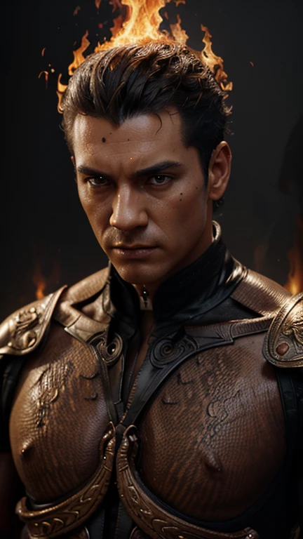 A man made of fire from his feet to the top of his head, intricate heat distortion designs, elegant focus, highly detailed and sharp, art by Artgerm and Greg Rutkowski and WLOP, dark fantasy, 3D rendering, typography, portrait photography , conceptual art, wildlife photographyv0