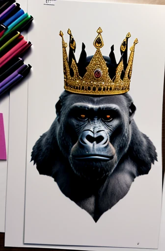 GORILLA WITH A ROYAL CROWN ON HEAD DRAWN WITH INK OUTLINES, Mehrdimensionales Quillingpapier, Kunst, Chibi,
Yang08k, Nice, bunt,
Meisterwerke, top quality, best quality, official Kunst, Nice and aesthetic,((8k ultrarealistisch))