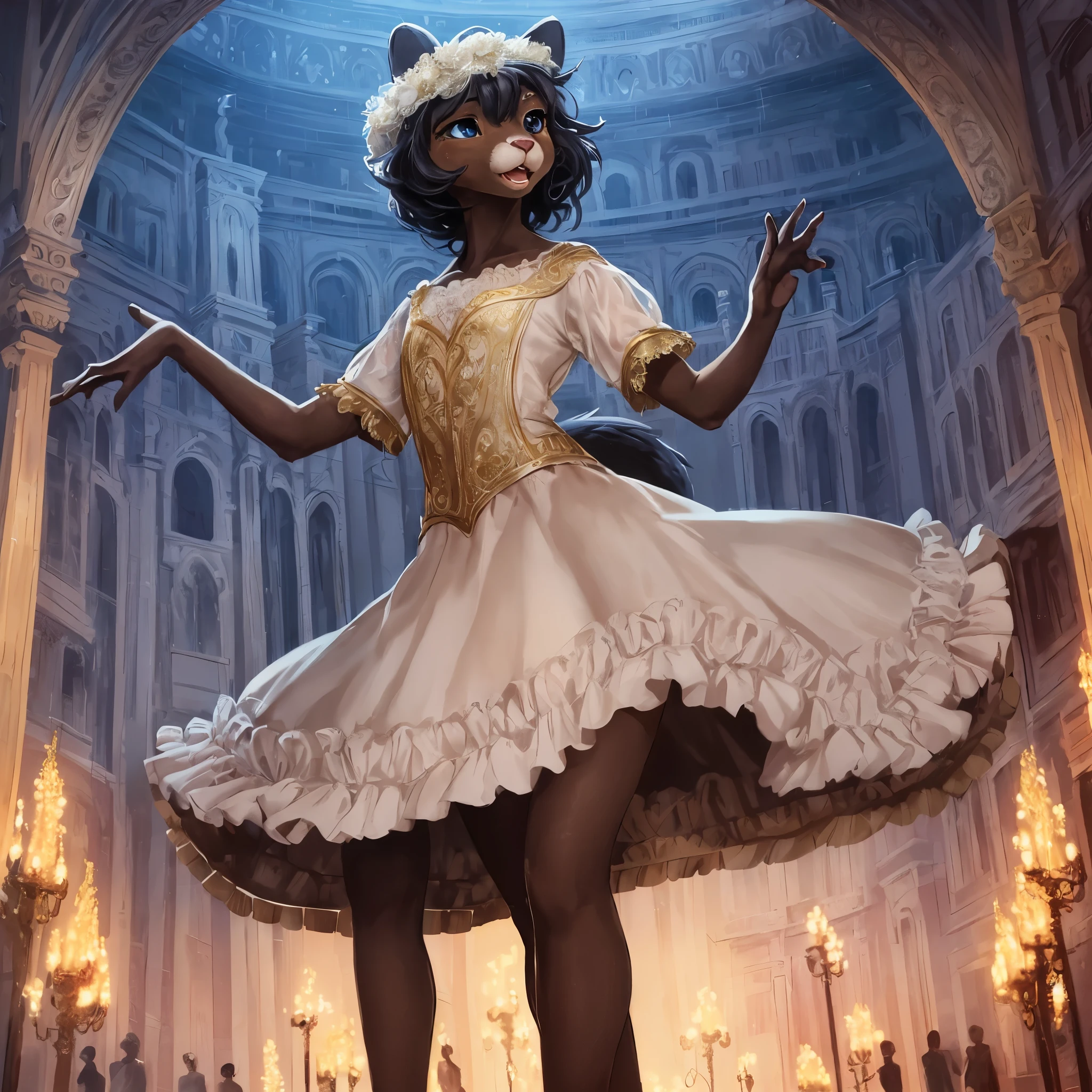 top quality, best quality, High-quality illustrations, masterpiece, super high resolution, detailed background, ballet, Singin' in the Rain, show, 6+boys, 6+girls, absurdres(highly detailed beautiful face and eyes)perfect anatomy, expression, good lighting, cinematic shadow(kemono, furry anthro)assorted poses, dynamic angle,