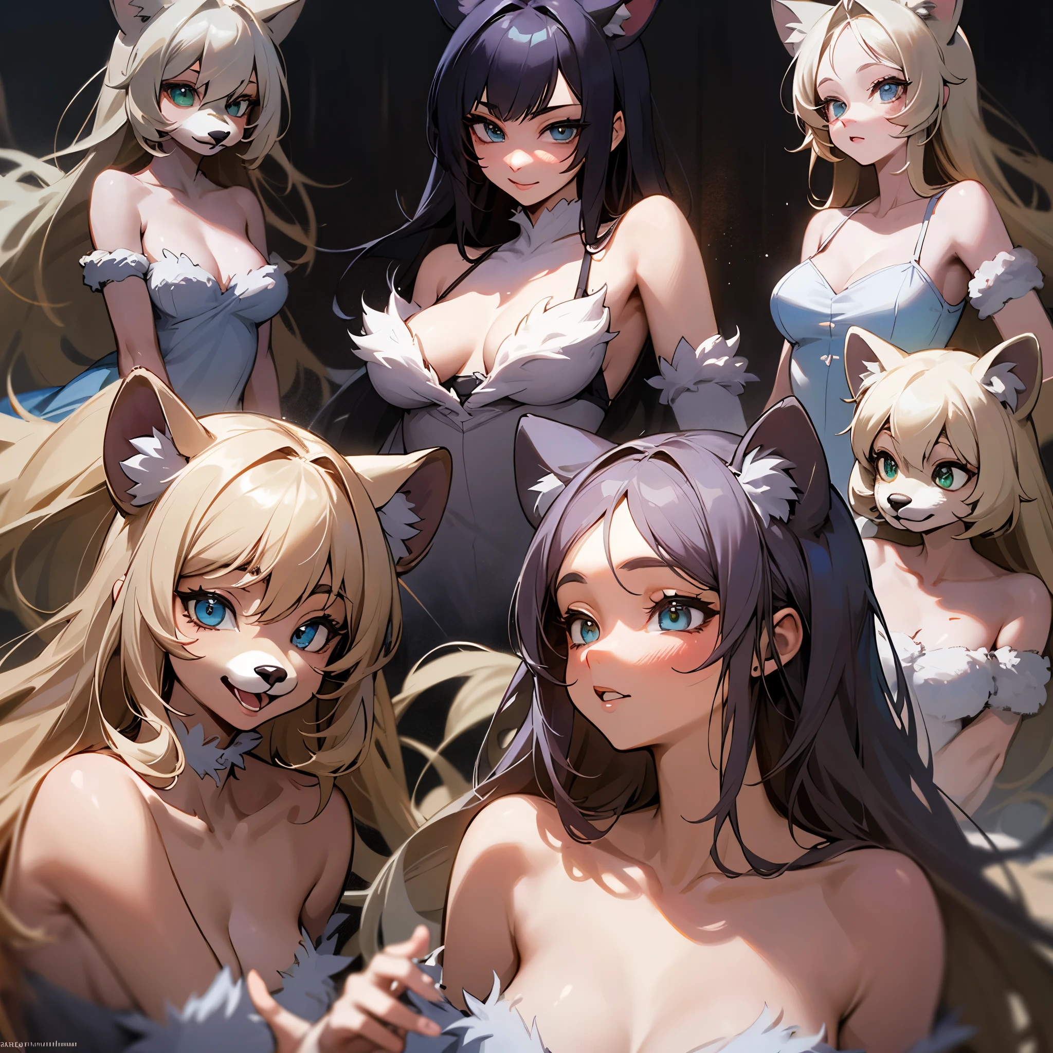 top quality, best quality, High-quality illustrations, masterpiece, super high resolution, detailed background, ballet, Singin' in the Rain, show, 6+boys, 6+girls, absurdres(highly detailed beautiful face and eyes)perfect anatomy, expression, good lighting, cinematic shadow(kemono, furry anthro)assorted poses, dynamic angle,