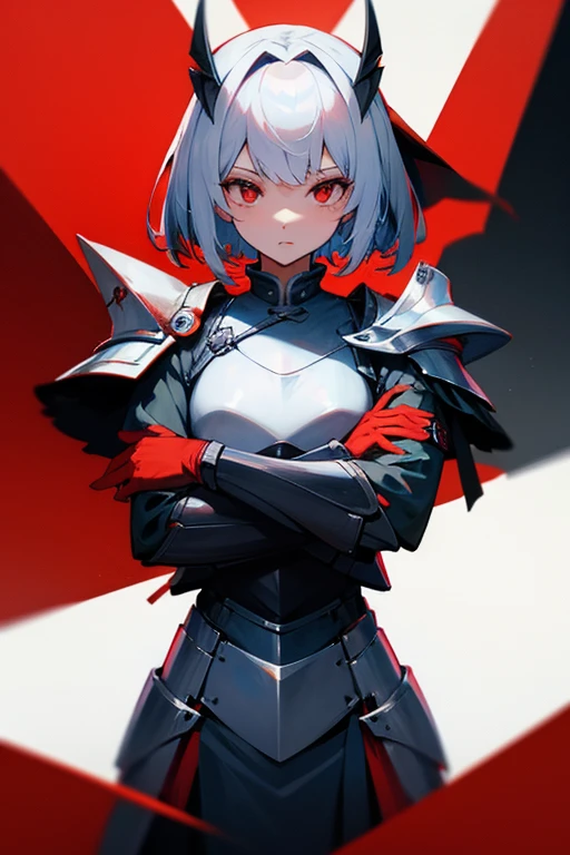 juvenile、short hair of red color、Round red eyes、smooth skin、white skin、knight armor、high resolution、high-end