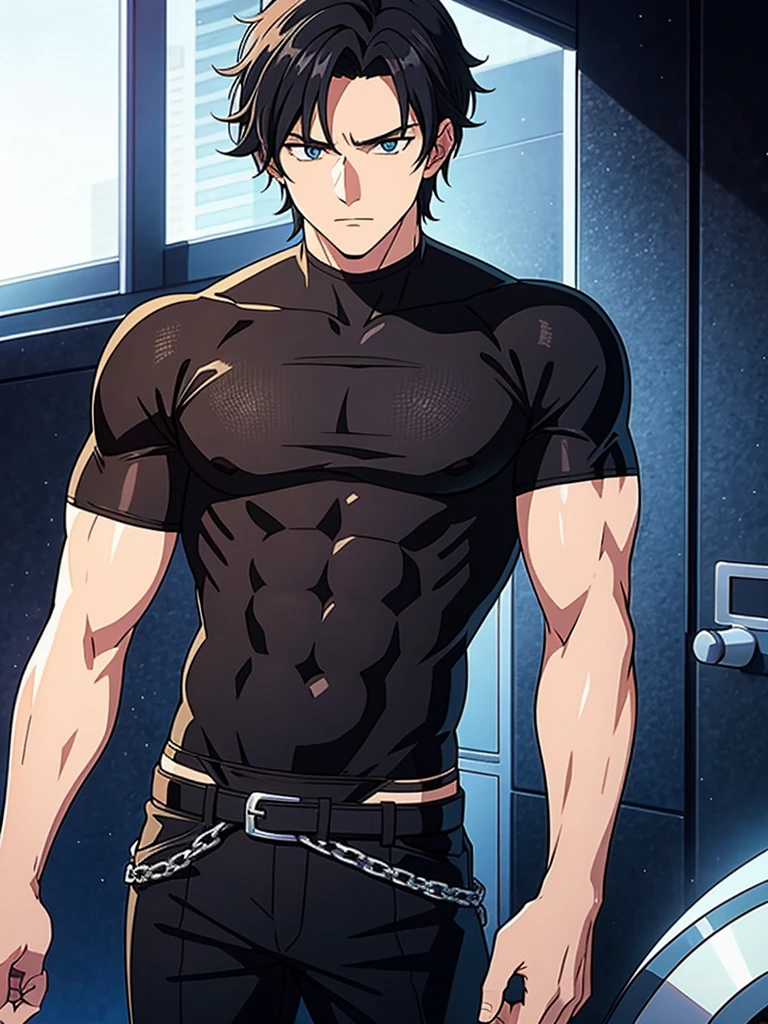 Ultra HD, Super quality, masterpiece, Naked Boy, blonde short hair, a boy, solo gay boy, Gay Hentai Anime, Nice body, Beautiful anime boy face, alone bedroom, full body, sexy body, leather shorts, crotch emphasis, sweet, prostitute boy, blushing face