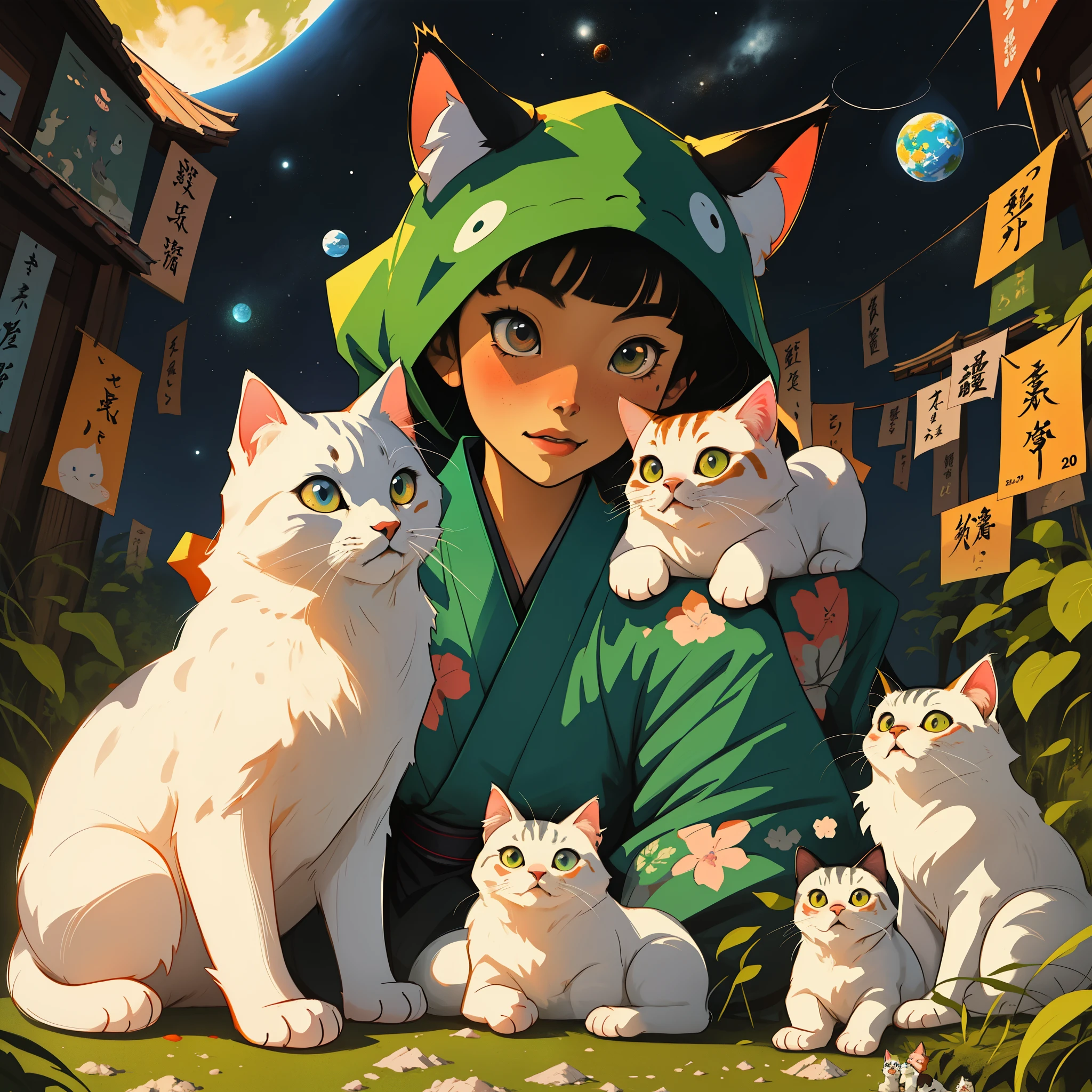 there are many cats that are in a nest together, cute detailed digital art, adorable digital painting, cute pictoplasma, by Kubisi art, planet of the cats, giant cat monster, cute detailed artwork, japanese pop surrealism, lowbrow art, cute digital art, japanese popsurrealism, centered| detailed gorgeous face| anime style| key visual| intricate detail| highly detailed| breathtaking| vibrant| panoramic| cinematic| Carne Griffiths| Conrad Roset| ghibli