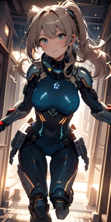 city, High resolution, (masterpiece:1.4), very detailed, 1 girl, From above, space, running, killing city combat suit, sharp focus, (cinematic lighting), (1 girl), slight smile,5 fingers on each hand are highly detailed,
