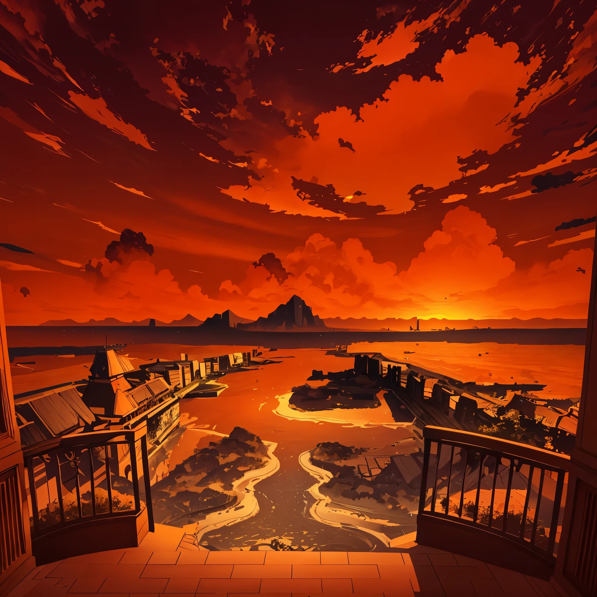 scenery dyed in the sunset、orange theme