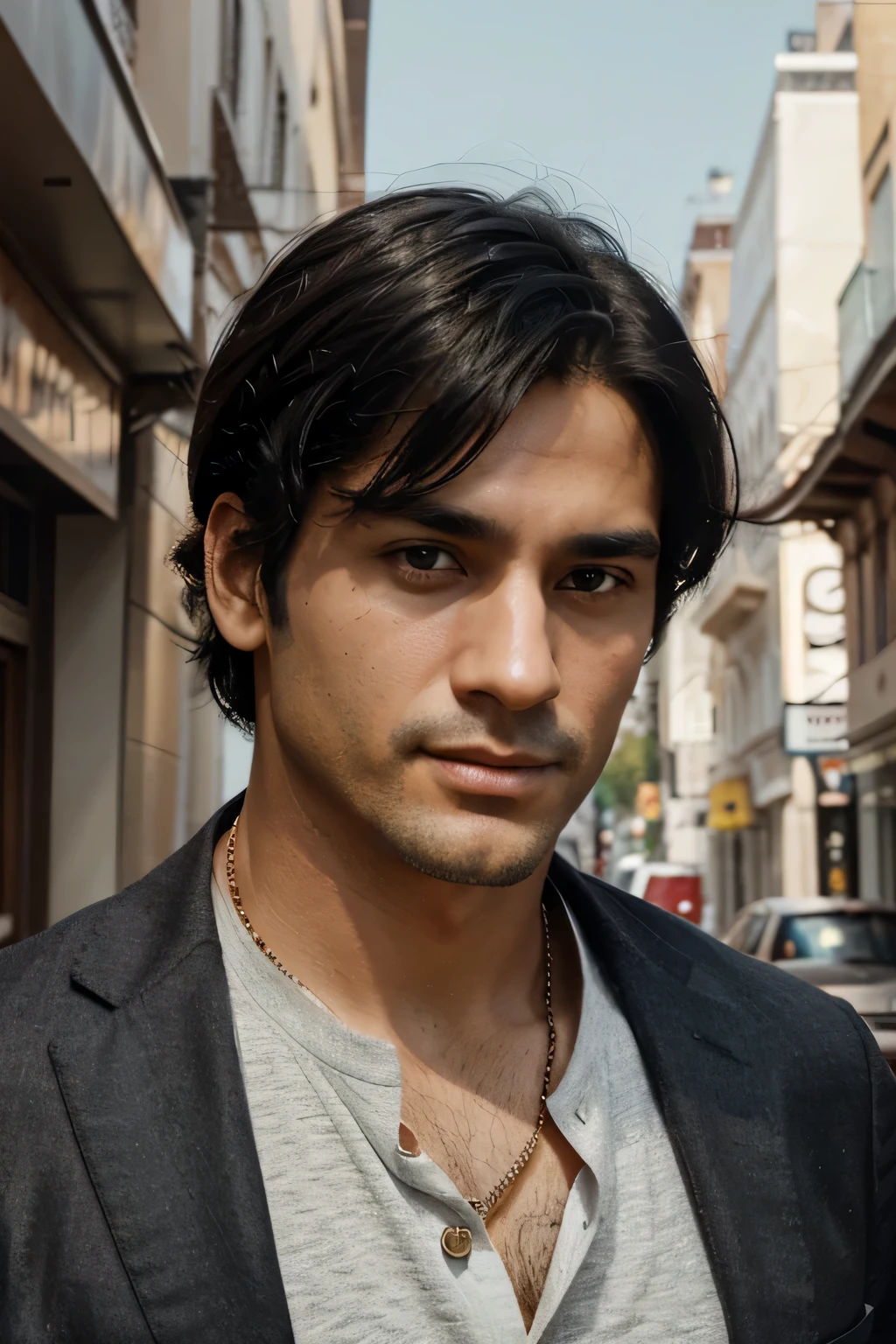 Create a detailed visual representation of a fictional character.: a man in his 30s with black hair, Brown eyes, y una altura de 1.67 metros. Captura la esencia de su apariencia., incluyendo rasgos faciales, Peinado, and any distinguishing characteristics that contribute to its overall behavior. Considere incorporar elementos de estilo., moda, or accessories to add depth to the visual representation. Ensure that the generated image reflects a realistic and identifiable representation of a man who meets the described attributes., with attention to diversity and the individual