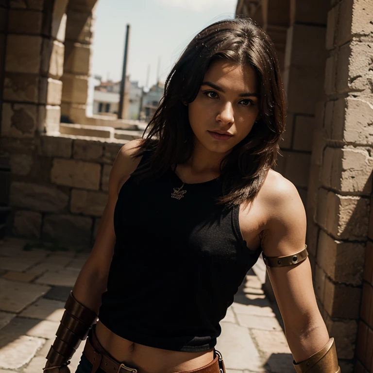 Create Achilles in the times of Troy, trajado com sua armadura, atrac