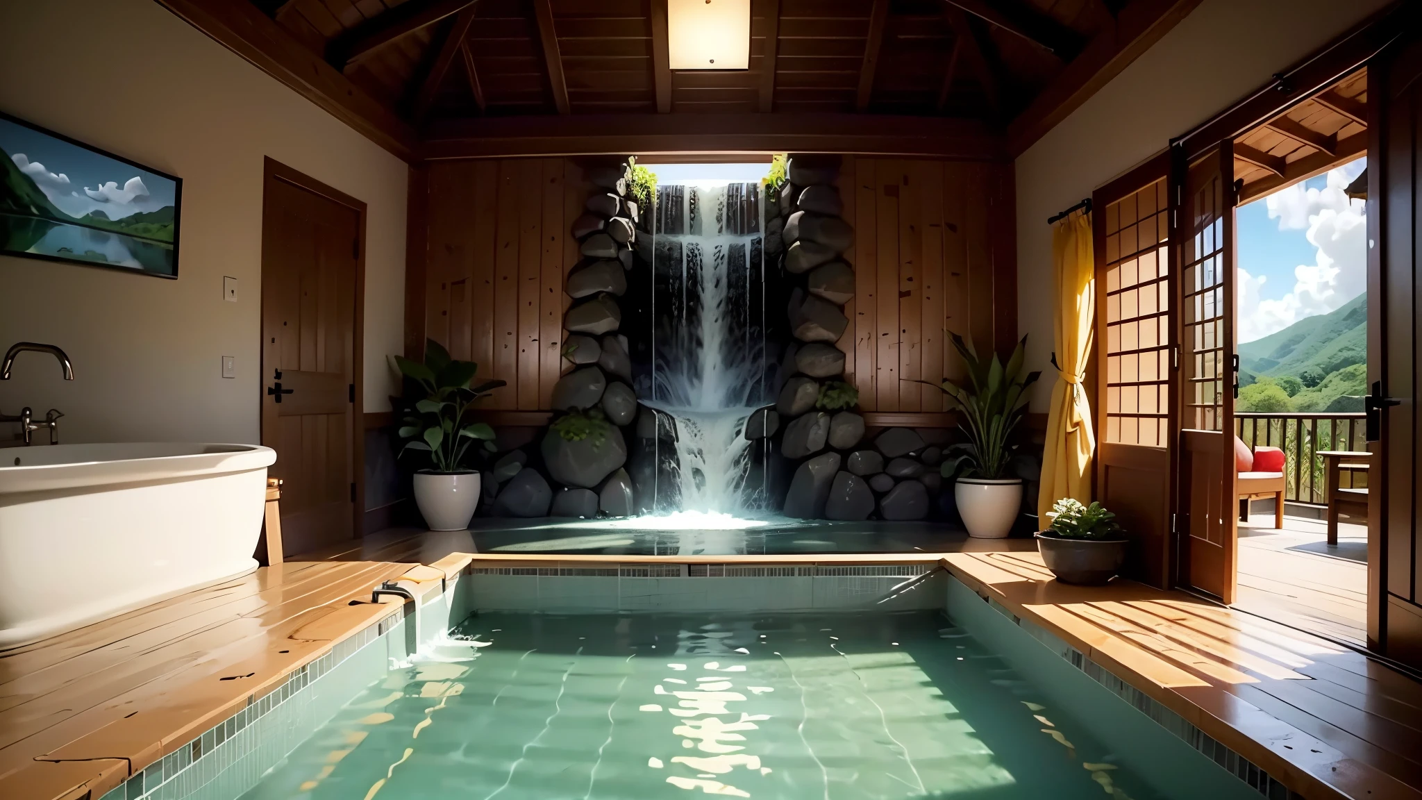 Spoil yourself with your own private waterfall & spa | The sound of a waterfall for sleep | 24/7 Live Take as much as you like in your own indoor private waterfall, そしてあなた自身の贅沢なspa, Bathe next to amazing water features. Imagine that you are on vacation and this is a luxury villa, or、This may be an expensive room right in your own home. For me、This is probably what you want to experience on holiday. Does such a bathroom exist? Don't know, but、Spending time at a luxurious all-inclusive holiday resort with this kind of stuff is a dream come true!! Do you think there is a waterfall in the bathroom? I see this as a tropical place, but、This is your own secluded private section just for you and your bath, Do you use the waterfall as a shower? this is your waterfall、Up to 12K realistic and photorealistic HDR、here&#39;s what you can do。Japan