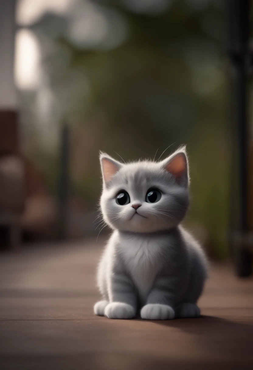 Affiche de film Disney Pixar qui s'appelle Aki c'est un chaton gris et blanc