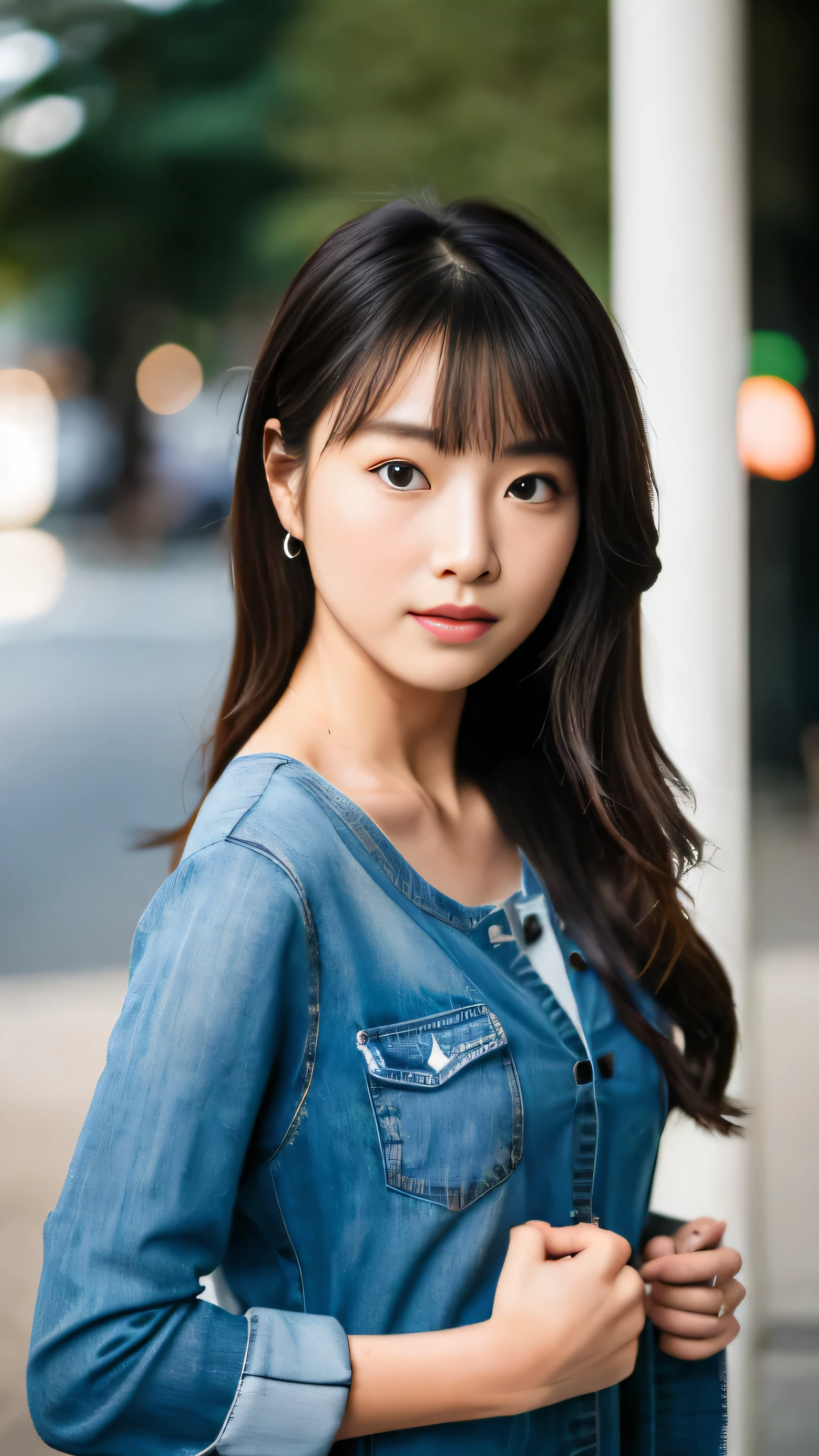 (Fidelity: 1.4), ((Black Hanfu)), Big Sleeves, Small Rings, Kan Tashi, Mole Under Eyes, Denim Lens, Bokeh, Perspective Shortening, Negative Space, Chiaroscuro, Depth of Field, Ray Tracing, Masterpiece, Anatomically Correct, Textured Skin, Best Quality, 8K, Ultra HD, Ccurate