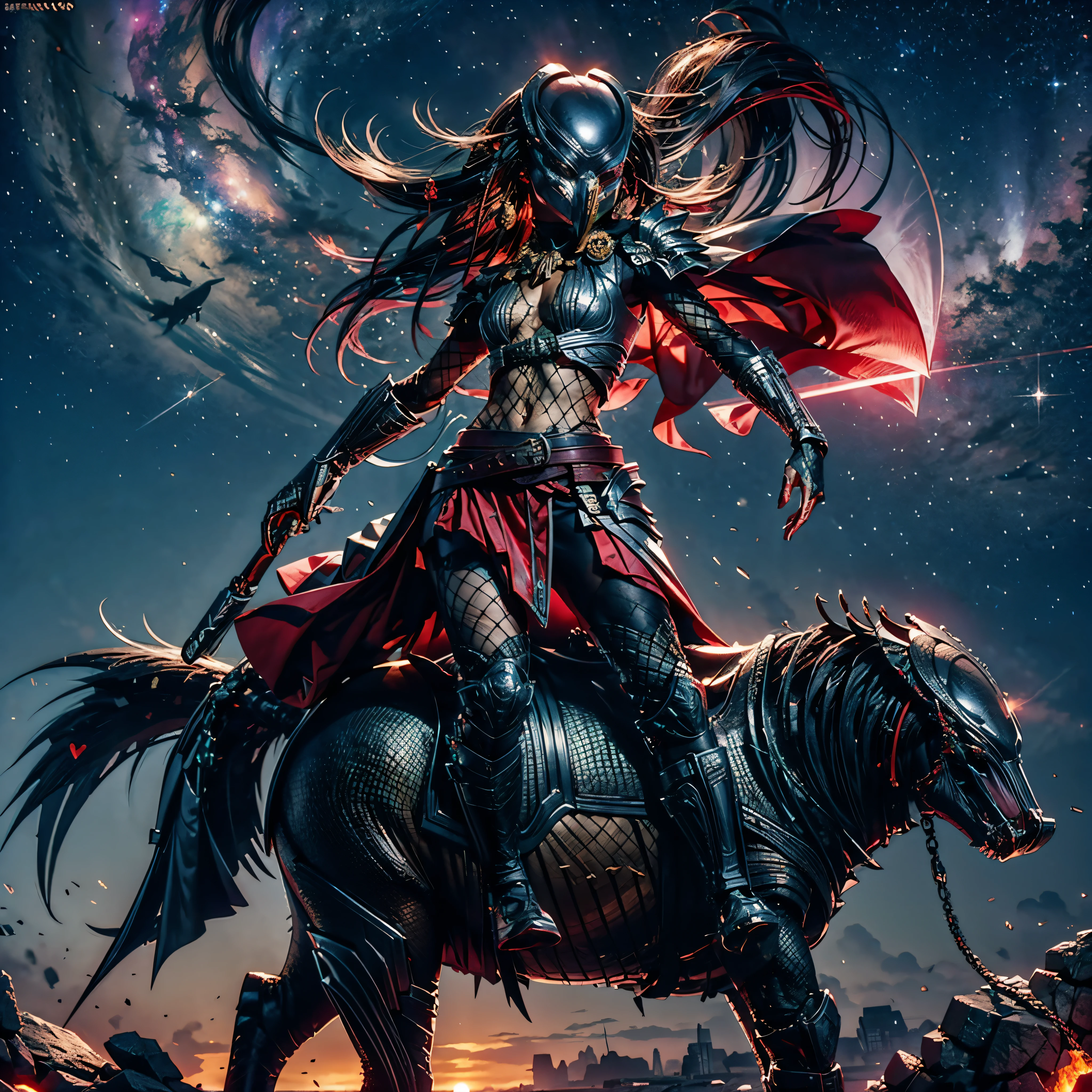 Metropole Yautja Predator (Predator`s Planet) radiant Nebulae stars hyper borealis starry_sky shootingstar vivid sunset panoramic sunrise epic sunshine (Predator from the movie) wearing heavy sexy armor's outfit leather, Predator riding a horse palefroi jump in the sky around Burning_Bush deep path equirectangular "Predator" Predator`s_City Masterpiece ultra UnrealEngine5 dagger 🍦🍹❤ dazzling saturate incandescentes Vivid Will-o'-the-wisp Symmetrical (gorgeous Princess Athletic extatique Tamned Skin😘sensual Effects Cheekbones Embarrassed redderer ultra_beautiful_eyes dark black lazulis turquoises saphirs👩mouth open tongue teeth obvious smile howling🎀👗⚜👒Floating Jacket Cape Shoulders-Off Shirt Lace Clavicles White Papillotes embroidered satin red thick leather breasts felt skirt matching ample swinging spinel navel waist cadena belt reveal heart padlock bristles scarlet pubis-hairy indigo silk snap garters thighs legs👡💅)🎪🎢🎡🎠 Cinematic_sunLight meticulously intricate ultra_high-details ultra_high-def ultra_high-res ultra_Photo-realistic ultra_high-quality ultra_sharpness focus accurate max perfection reflex extreme improved Octane-rendered opengl-shaders glsl-shader UHD XT3 DSLR HDR romm rgb pbr analogique color-coded shading 3DCG fxaa global illumination cgi vfx sfx fkaa txaa rtx ssao post-processing post-production cell-shading augmented tone-mapping sundrop contre-jours optimal onyx luminescence volumetric lighting contrast lightning floraison summon creature fleuraison incandescentes inox opal invocation monster beholder strange transparent graduated chrome Cristalline reflection population silver agate heart hearth Earth varied multi etc. --v 6 --s 1000 --c 20 --q 20 --chaos 100