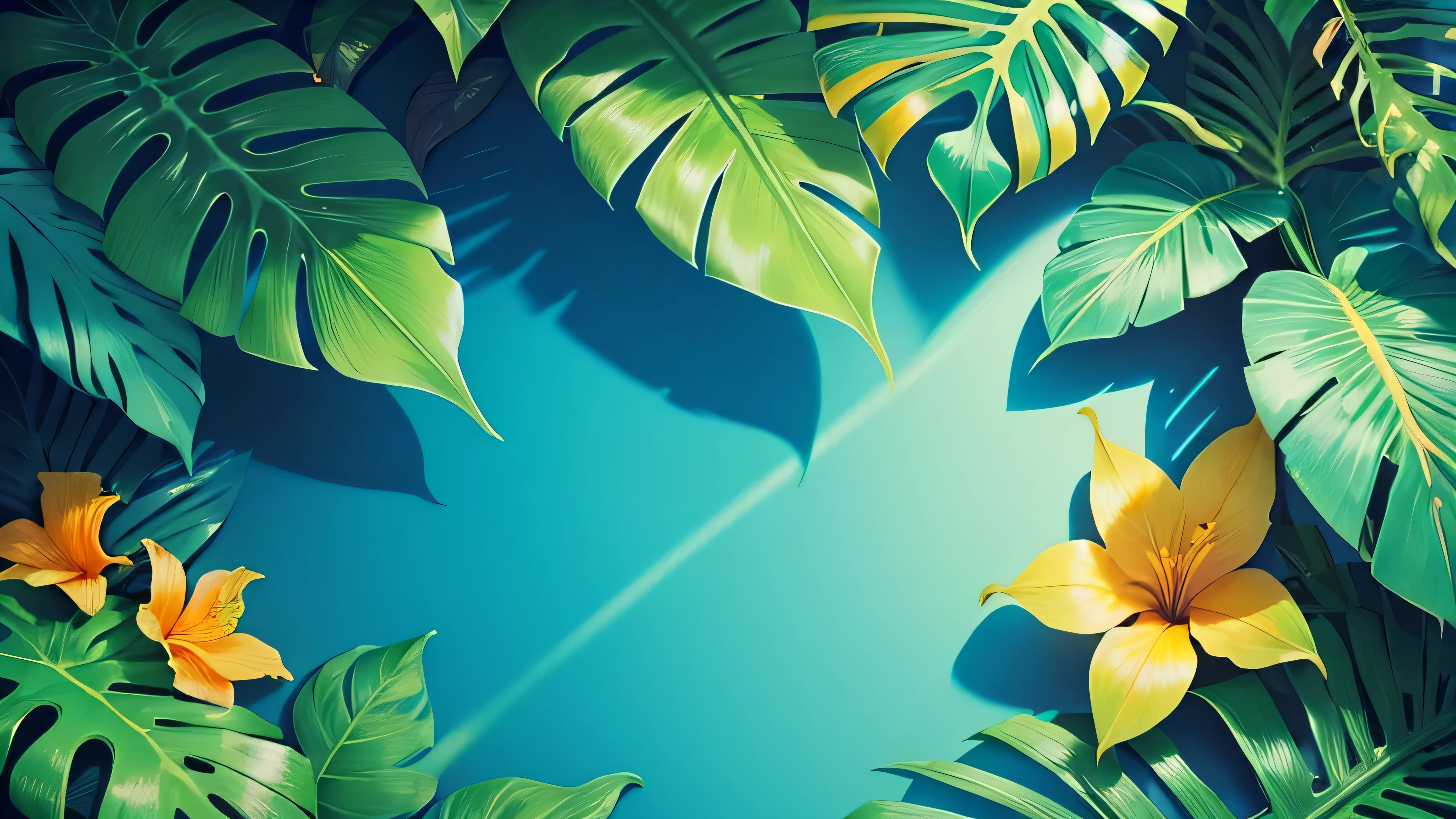 tropical, tropical mood, tropical atmosphere, a plant, tropical, Tropical paradise, tropicalism, tropical style, tropical flowers, tropical jungle, Tropical plants, (tropicalism), tropical forest, Tropical undertones, Tropical atmosphere, tropical climate, inspired by Eden Box, elegant tropical prints, Tropical leaves, tropical background, realistic flower, (((blue color scheme)))
