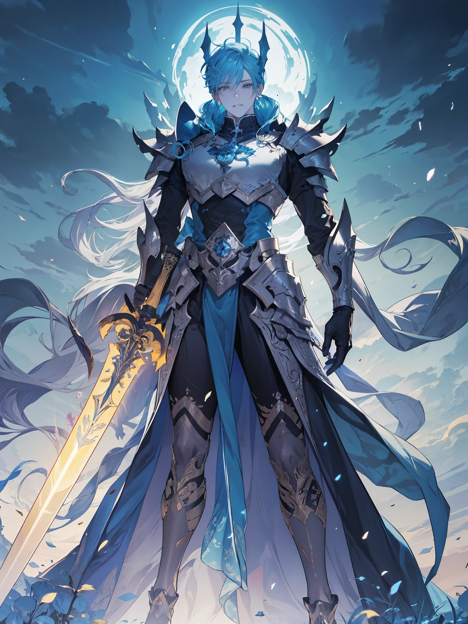 "An impressive paladin wields a sword full of light, Exuda una poderosa magia de luz. The setting is set in a dark and mysterious cityscape, Illuminated by the light of the Paladin's Sword. The composition is professionally crafted, Incredible attention to detail and cinematic lighting. The overall aesthetic is reminiscent of Fujifilm photography, Captura la belleza y la profundidad de la escena."