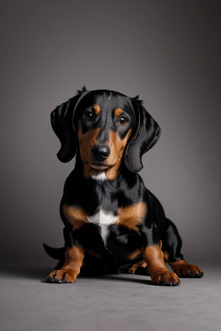 dynamic photography, varied angle Dachshund Dog color black or brown all Made with vegetables.