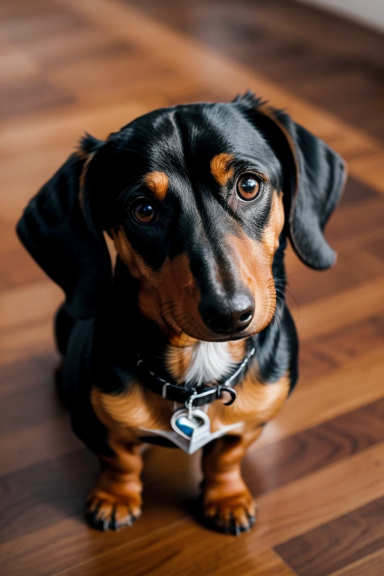 dynamic photography, varied angle Dachshund Dog color black or brown all Made with vegetables.