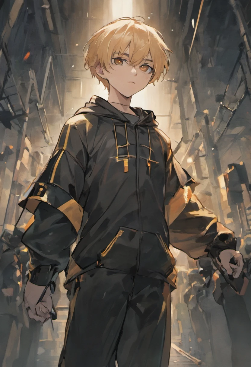 Japanese comic characters,12 year old boy,Two-dimensional images,panoramic,full body portrait,White skin,White skin,battle scene,white hair,black pupils,Pure black eyes,Silver-toned stud earrings,exhibit,cross,bandage,手上有bandage,Short hair details,Handsome,Exquisite facial features,horny boy,Highest image quality,night,night,,male,hooded,Coveralls,Martin boots,Black highlights,long sword,cross,cross,night view,Black Coveralls,black trouser suit,ribbon,windbreaker