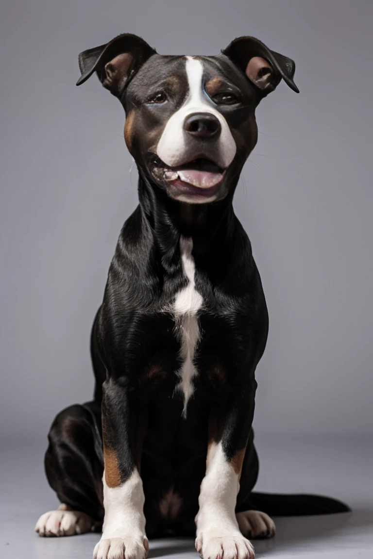 Estrutura do canino composta por apenas verduras e vegetais, Escultura feita com vegetais de um Cachorro Pitbull  com boca aberta, tongue out sitting
