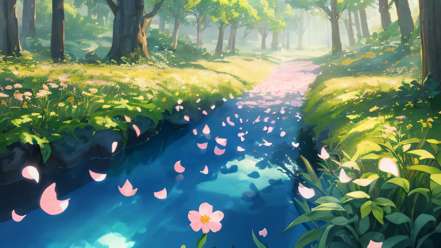 masterpiece, highest quality, (Highly detailed CG Unity 8K wallpaper) (highest quality), (best illustrations), (best shadows) nature', blue sea,Delicate leaf petals fall into the air rays Tracking, Super detailed - V6