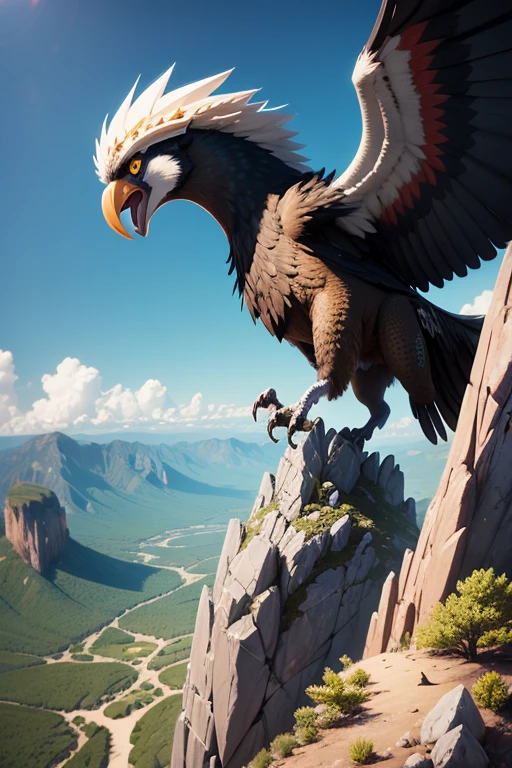 monster gryphon In flight Rock Mountain