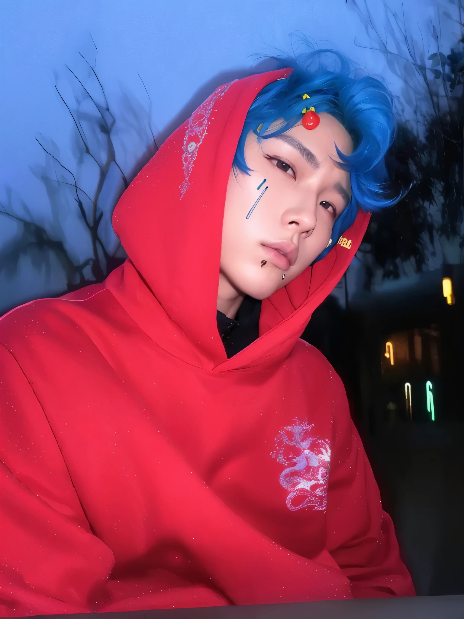 Hyunjun hur actor y idol de kpop mas realismo en el cabello y ropa, cara malvada