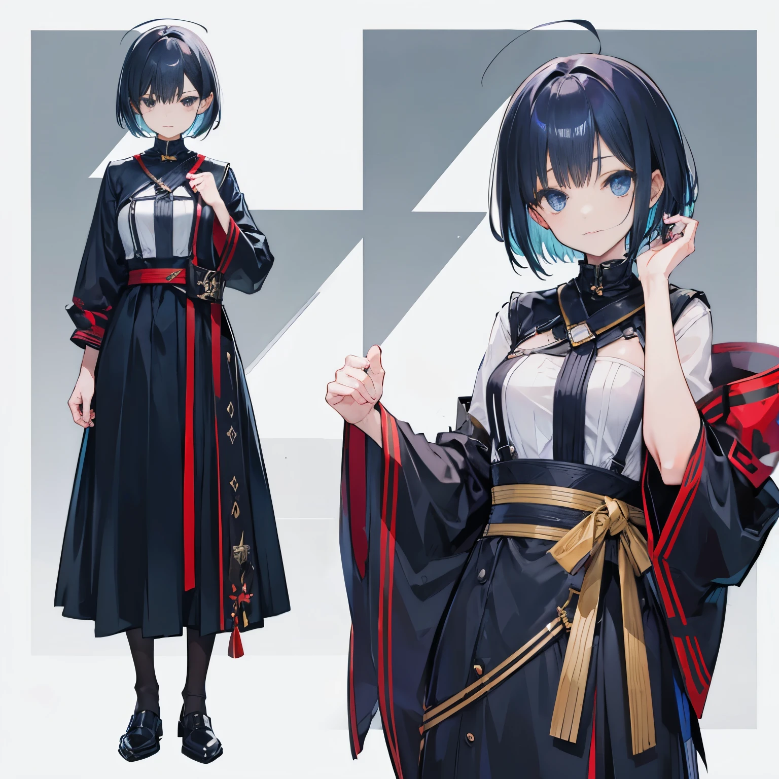 Mask covering the face、female、prosthetic hand、standing position、short hair