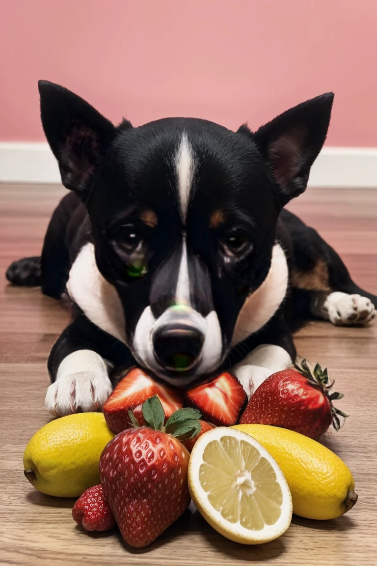 Arte usando apenas frutas de um cachorro