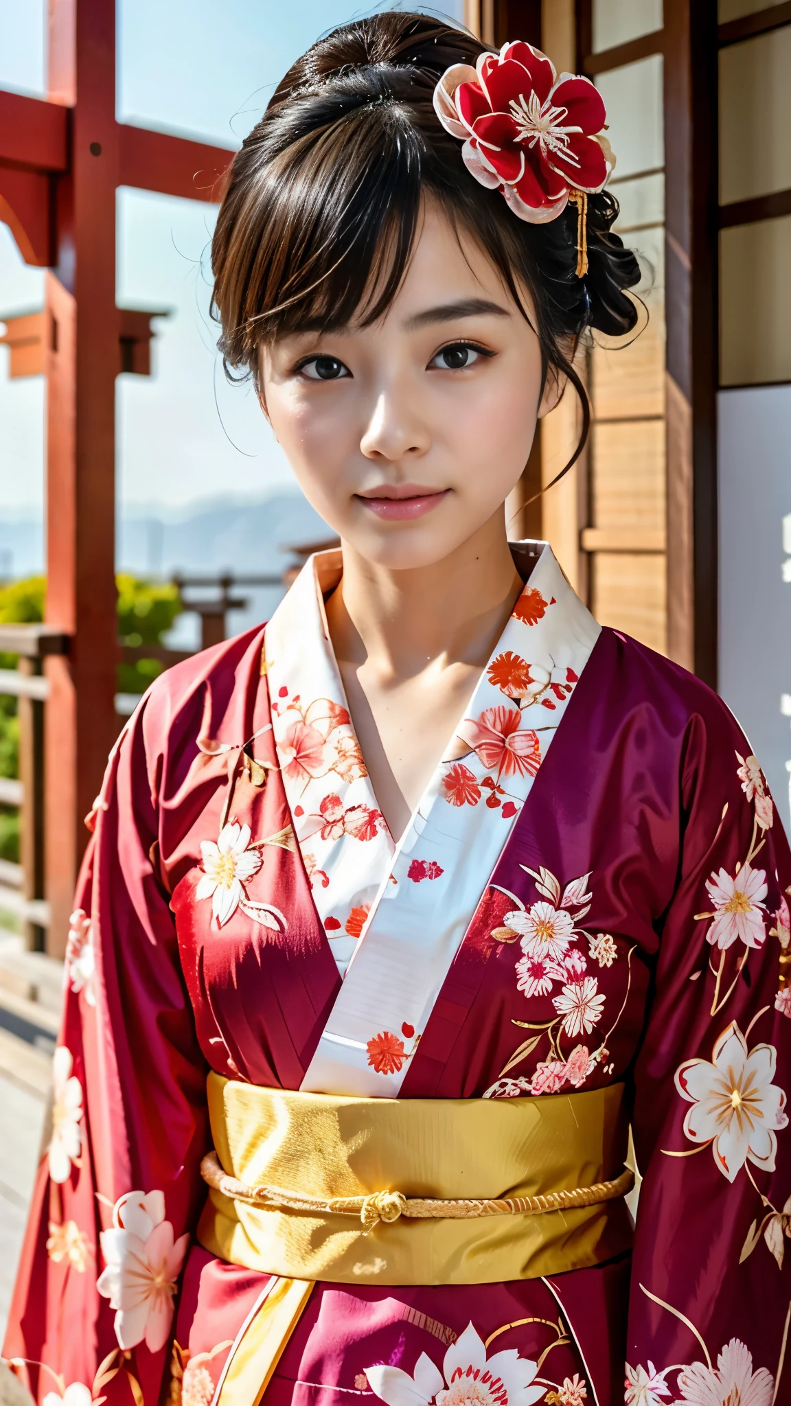 real、8k、arafed asian girl in kimono with a flower in her hair, in kimono, portrait of a japanese , like々しいjapanese girlの, traditional japanese, in kimono, japanese girl、 wearing a kimono, japanese kimono, Japanese style, wearing a kimono, wearing royal kimono, japanese woman, shikamimi, 美しいjapanese girlの顔
