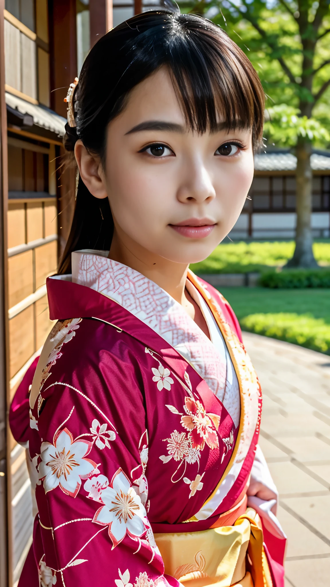 real、8k、arafed asian girl in kimono, in kimono, Japan s, like々しいjapanese girlの, traditional japanese, in kimono, japanese girl、Gorgeous bare skin、Kuroko around the eyes、close up of face:1.2、 wearing a kimono, japanese kimono, Japanese style, wearing a kimono, wearing royal kimono, japanese woman, shikamimi, 美しいjapanese girlの顔